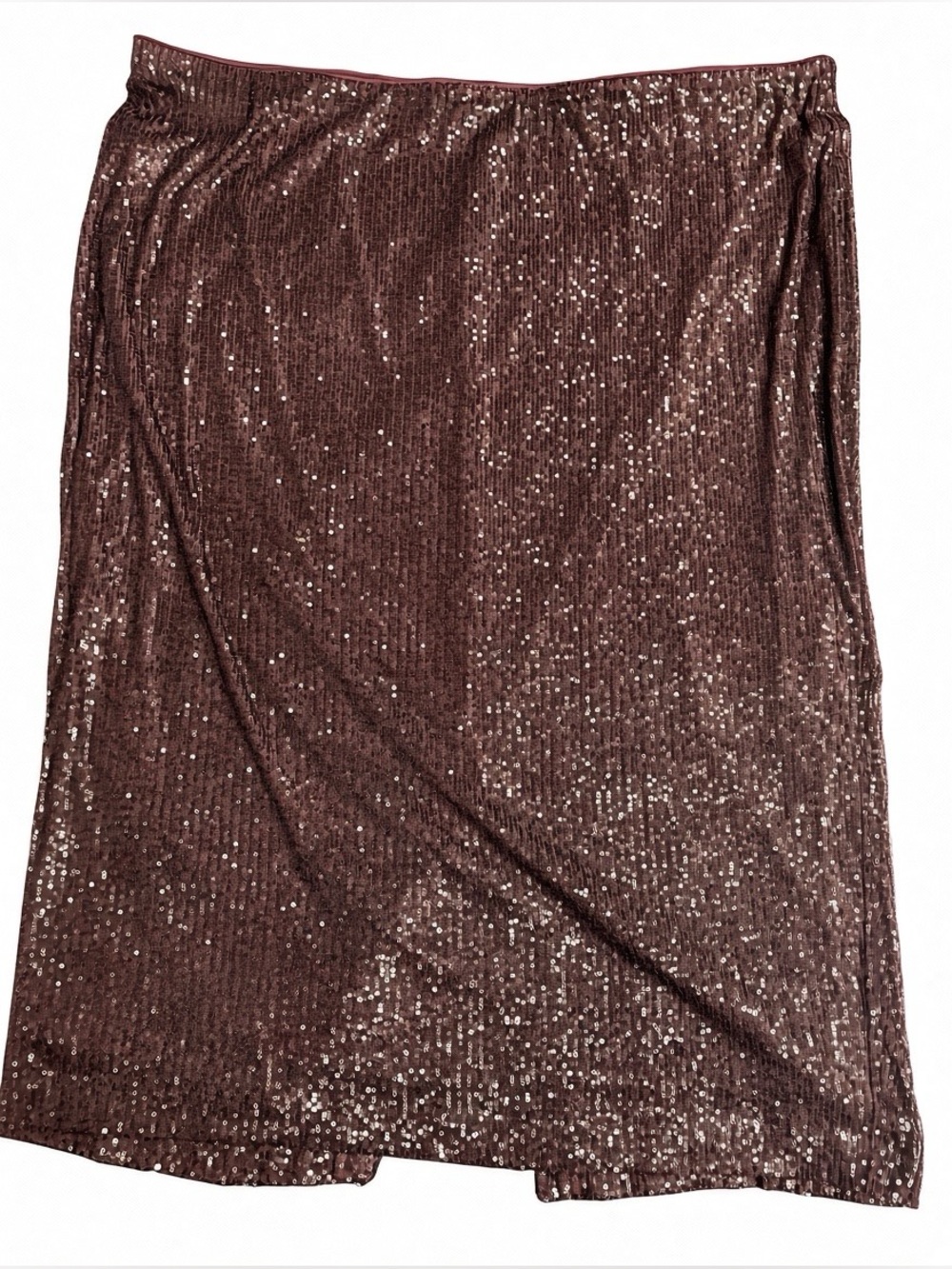 Plus Size Size 28 Long Skirt Penningtons Brown Burgundy Sequin Midi Pencil Skirt